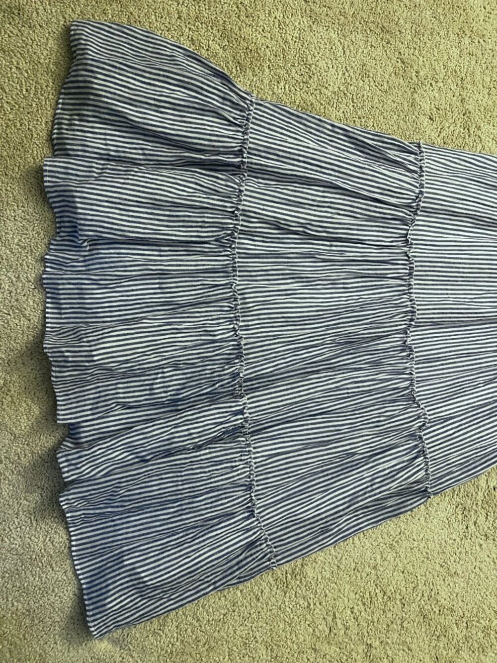 NWT Maison Me Maisonette Blue White Simone Stripe Seersucker Tiered Maxi Dress L - Picture 4 of 8